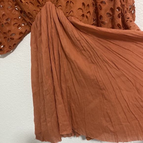 Free People Rust Eyelet Tunic Boho Top - Picture 12 of 12